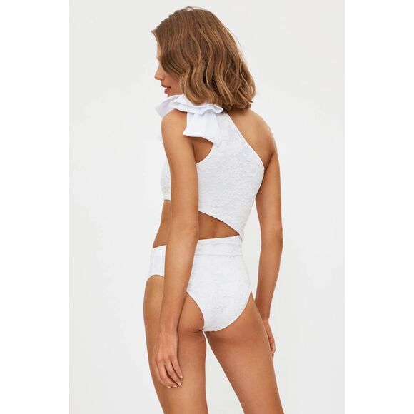 NWT‎ Beach Riot Swim White Selena Lace One Piece Side Cutout Bow Bridal Swimsuit - Picture 3 of 12